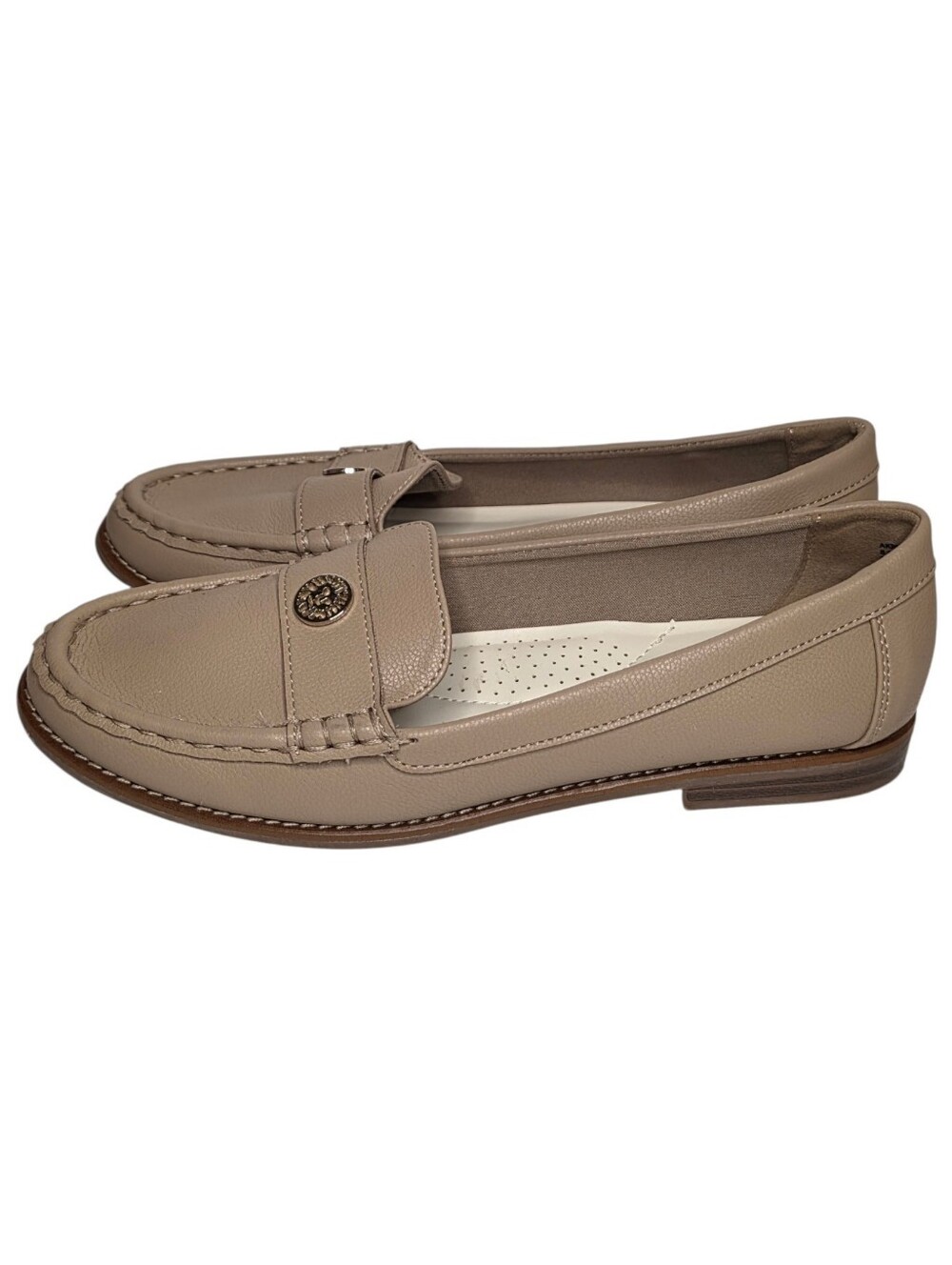 Anne Klein IFlex Tan Loafers Traditional Classic Faux Leather Slip On Shoes 8.5